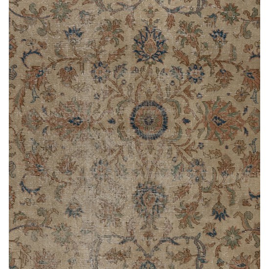 Distressed Vintage Handmade Anatolian Oushak Area Rug for Home and Office Decor