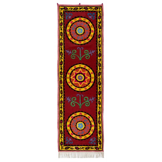 Central Asian / Uzbek Suzani Textile. Embroidered Cotton & Silk Wall Hanging, Bed Cover