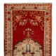 Mid-Century Handmade Central Anatolian Accent Rug in Red and Beige