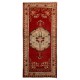 Mid-Century Handmade Central Anatolian Accent Rug in Red and Beige