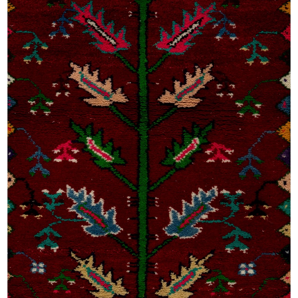 Vintage Handmade Turkish Wool Rug in Maroon, Beige, Blue & Pink Color