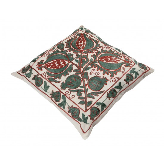 Uzbek Suzani Pillow Case. 21st Century Hand Embroidered Cotton & Silk Cushion Cover Uzbek Suzani Pillow Case. 21st Century Hand Embroidered Cotton & Silk Cushion Cover