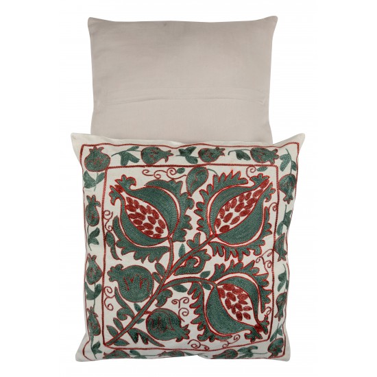 Uzbek Suzani Pillow Case. 21st Century Hand Embroidered Cotton & Silk Cushion Cover Uzbek Suzani Pillow Case. 21st Century Hand Embroidered Cotton & Silk Cushion Cover