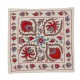 Uzbek Suzani Pillow Case. 21st Century Hand Embroidered Cotton & Silk Cushion Cover
