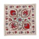 Uzbek Suzani Pillow Case. 21st Century Hand Embroidered Cotton & Silk Cushion Cover