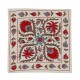 Traditional Uzbek Suzani Pillow Case. Embroidered Cotton & Silk Cushion Cover