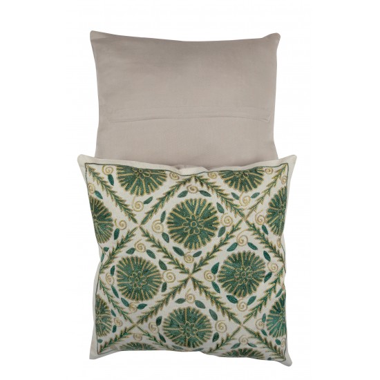 Brand New Uzbek Suzani Pillow Case. Embroidered Cotton & Silk Cushion Cover