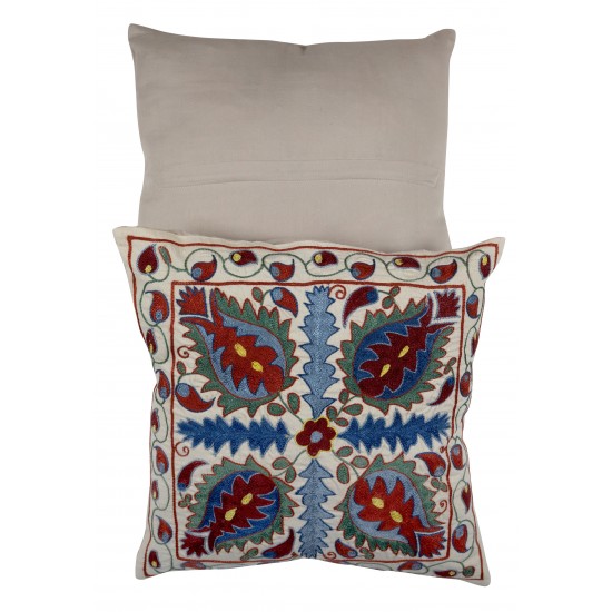 Uzbek Suzani Pillow Case. New Hand Embroidered Cotton & Silk Cushion Cover Uzbek Suzani Pillow Case. New Hand Embroidered Cotton & Silk Cushion Cover