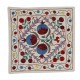 Traditional Uzbek Suzani Pillow Case. Embroidered Cotton & Silk Cushion Cover