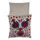 New Uzbek Suzani Pillow Case. Hand Embroidered Cotton & Silk Cushion Cover