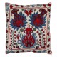 New Uzbek Suzani Pillow Case. Hand Embroidered Cotton & Silk Cushion Cover