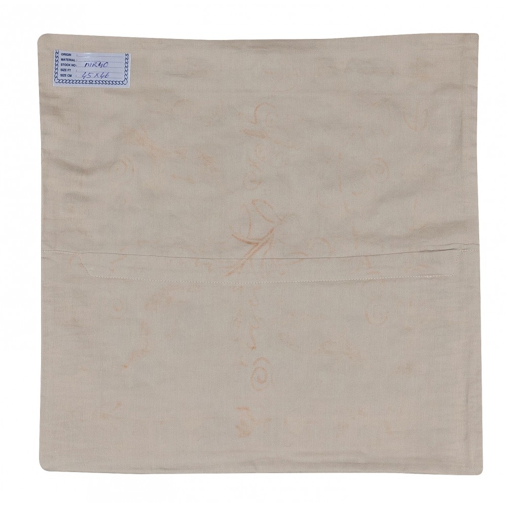 Uzbek Suzani Pillow Case with Floral Design. Embroidered Cotton & Silk Cushion Cover