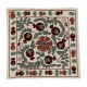 Uzbek Suzani Pillow Case with Floral Design. Embroidered Cotton & Silk Cushion Cover