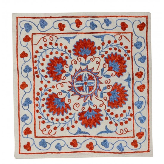 Uzbek Suzani Pillow Case. New Hand Embroidered Cotton & Silk Cushion Cover