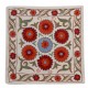 Uzbek Suzani Pillow Case. 21st Century Hand Embroidered Cotton & Silk Cushion Cover