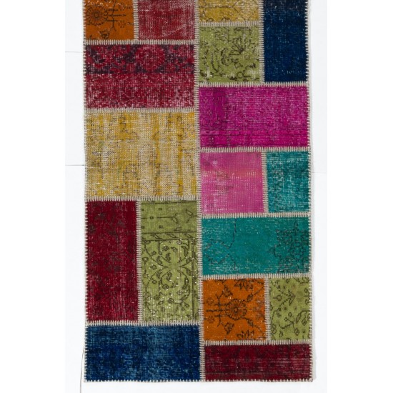 Handmade Patchwork Runner Made from Over-Dyed Vintage Carpets Custom Options Av. Handmade Patchwork Runner Made from Over-Dyed Vintage Carpets Custom Options Av.