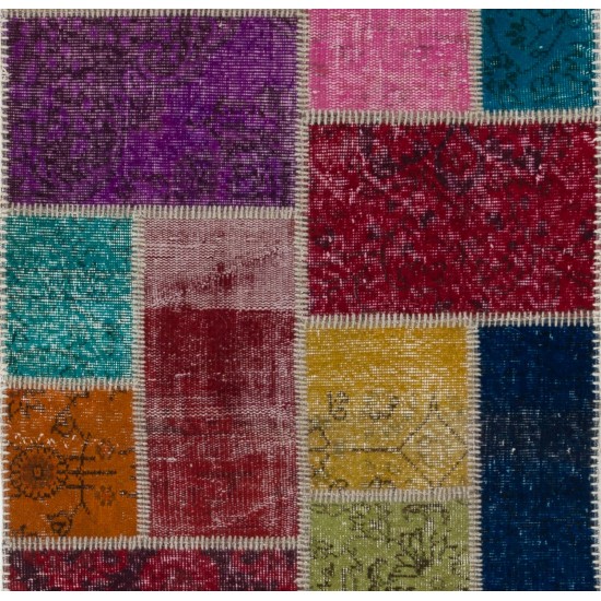 Handmade Patchwork Runner Made from Over-Dyed Vintage Carpets Custom Options Av. Handmade Patchwork Runner Made from Over-Dyed Vintage Carpets Custom Options Av.