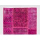 Hot Pink Handknotted Patchwork Runner Rug for Corridor, Entryway and Hallway Decor | Wool Rug for Kitchen | Stair Rug Hot Pink Handknotted Patchwork Runner Rug for Corridor, Entryway and Hallway Decor | Wool Rug for Kitchen | Stair Rug