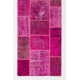 Patchwork Runner Rug in Shades of Hot Pink. Handmade Re-Dyed Turkish Vintage Carpet for Hallway Decor