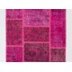 Hot Pink Handknotted Patchwork Runner Rug for Corridor, Entryway and Hallway Decor | Wool Rug for Kitchen | Stair Rug Hot Pink Handknotted Patchwork Runner Rug for Corridor, Entryway and Hallway Decor | Wool Rug for Kitchen | Stair Rug