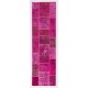Patchwork Runner Rug in Shades of Hot Pink. Handmade Re-Dyed Turkish Vintage Carpet for Hallway Decor