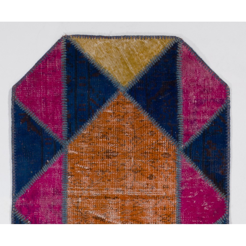 Colorful Handknotted Patchwork Runner Rug for Corridor, Entryway and Hallway Decor | Wool Rug for Kitchen | Stair Rug
