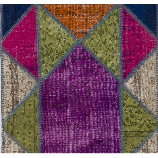 Handmade Patchwork Runner Made from Over-Dyed Vintage Carpets Custom Options Av. Handmade Patchwork Runner Made from Over-Dyed Vintage Carpets Custom Options Av.