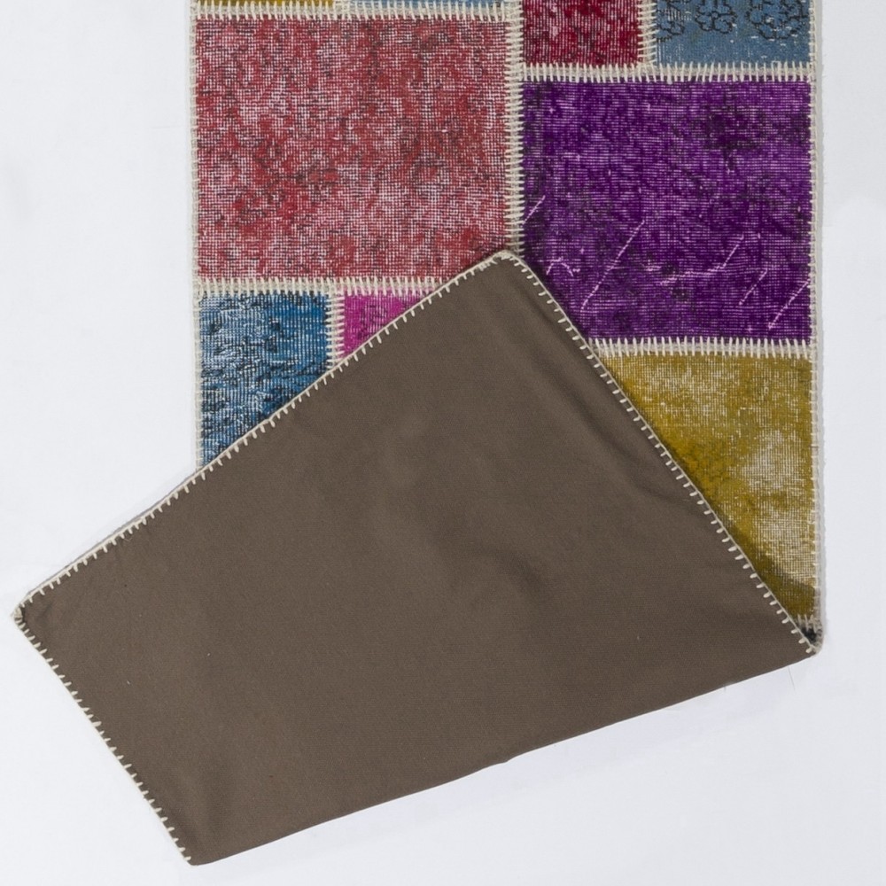 Colorful Handknotted Patchwork Runner Rug for Corridor, Entryway and Hallway Decor | Wool Rug for Kitchen | Stair Rug Colorful Handknotted Patchwork Runner Rug for Corridor, Entryway and Hallway Decor | Wool Rug for Kitchen | Stair Rug