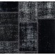 Distressed Look Patchwork Runner Rug in Shades of Black. Handmade Re-Dyed Turkish Vintage Carpet for Hallway Decor