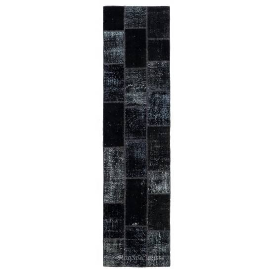 Handmade Patchwork Runner Made from Over-Dyed Vintage Carpets Custom Options Av. Handmade Patchwork Runner Made from Over-Dyed Vintage Carpets Custom Options Av.