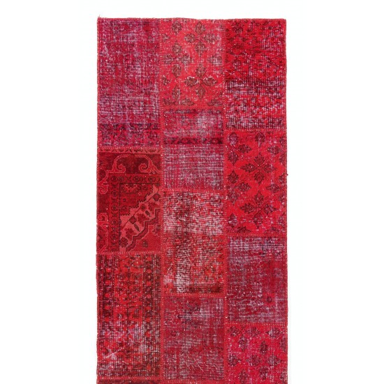 Handmade Patchwork Runner Made from Over-Dyed Vintage Carpets Custom Options Av. Handmade Patchwork Runner Made from Over-Dyed Vintage Carpets Custom Options Av.