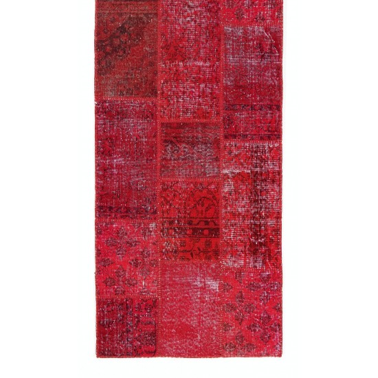Handmade Patchwork Runner Made from Over-Dyed Vintage Carpets Custom Options Av. Handmade Patchwork Runner Made from Over-Dyed Vintage Carpets Custom Options Av.