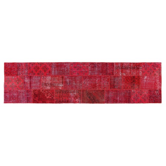 Handmade Patchwork Runner Made from Over-Dyed Vintage Carpets Custom Options Av. Handmade Patchwork Runner Made from Over-Dyed Vintage Carpets Custom Options Av.