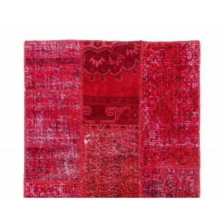 Red Handknotted Patchwork Runner Rug for Corridor, Entryway and Hallway Decor | Wool Rug for Kitchen | Stair Rug Red Handknotted Patchwork Runner Rug for Corridor, Entryway and Hallway Decor | Wool Rug for Kitchen | Stair Rug