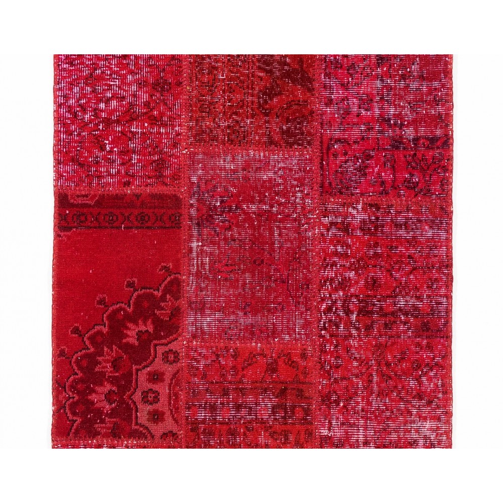 Red Handknotted Patchwork Runner Rug for Corridor, Entryway and Hallway Decor | Wool Rug for Kitchen | Stair Rug Red Handknotted Patchwork Runner Rug for Corridor, Entryway and Hallway Decor | Wool Rug for Kitchen | Stair Rug