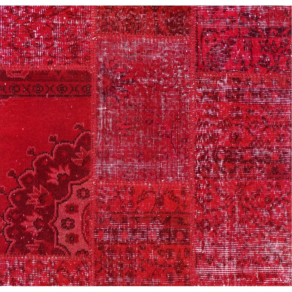 Patchwork Runner Rug in Shades of Black. Handmade Re-Dyed Turkish Vintage Carpet for Hallway Decor