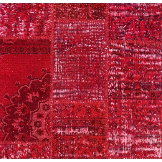 Handmade Patchwork Runner Made from Over-Dyed Vintage Carpets Custom Options Av. Handmade Patchwork Runner Made from Over-Dyed Vintage Carpets Custom Options Av.