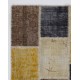 Contemporary Yellow, Black, Brown and Beige Turkish Patchwork Rug | Hand-Knotted Overdyed Carpet for Living Room, Bedroom and Office