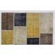 Patchwork Rug in Yellow, Brown, Black & Beige. Modern Handmade Carpet, Woolen Floor Covering. Custom Turkish Area Rug