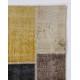 Contemporary Yellow, Black, Brown and Beige Turkish Patchwork Rug | Hand-Knotted Overdyed Carpet for Living Room, Bedroom and Office