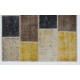 Patchwork Rug in Yellow, Brown, Black & Beige. Modern Handmade Carpet, Woolen Floor Covering. Custom Turkish Area Rug