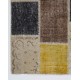 Contemporary Yellow, Black, Brown and Beige Turkish Patchwork Rug | Hand-Knotted Overdyed Carpet for Living Room, Bedroom and Office