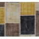 Patchwork Rug in Yellow, Brown, Black & Beige. Modern Handmade Carpet, Woolen Floor Covering. Custom Turkish Area Rug