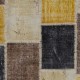 Contemporary Yellow, Black, Brown and Beige Turkish Patchwork Rug | Hand-Knotted Overdyed Carpet for Living Room, Bedroom and Office