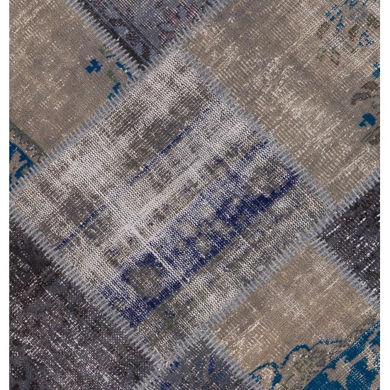 Round Handmade Turkish Patchwork Rug, Circular Vintage Re-Dyed Patchwork Carpet Round Handmade Turkish Patchwork Rug, Circular Vintage Re-Dyed Patchwork Carpet