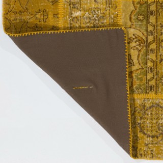 Handmade Beige Patchwork Rug | Modern Turkish Wool Carpet for Living Room, Bedroom and Kitchen