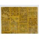 Shades of Yellow Handmade Patchwork Rug, Modern Carpet, Woolen Floor Covering. Custom Turkish Area Rug