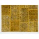 Shades of Yellow Handmade Patchwork Rug, Modern Carpet, Woolen Floor Covering. Custom Turkish Area Rug