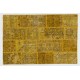 Shades of Yellow Handmade Patchwork Rug, Modern Carpet, Woolen Floor Covering. Custom Turkish Area Rug