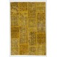 Shades of Yellow Handmade Patchwork Rug, Modern Carpet, Woolen Floor Covering. Custom Turkish Area Rug